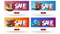Easter sale, up to 50% off, large collection bright colorful discount banners